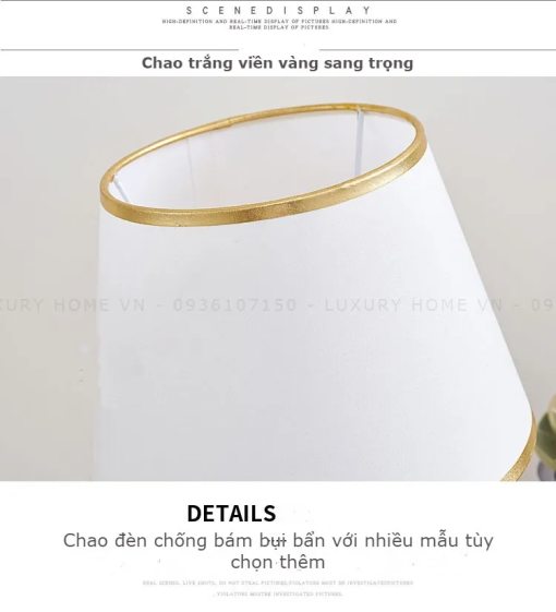Đèn ngủ để bàn gốm sứ hoa LUXURY cao cấp - Ảnh 2