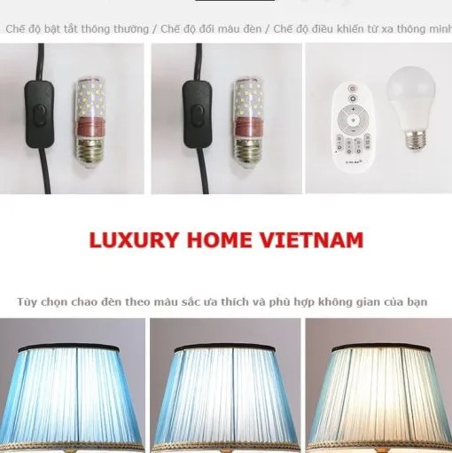 Đèn ngủ để bàn gốm sứ hoa LUXURY cao cấp - Ảnh 3