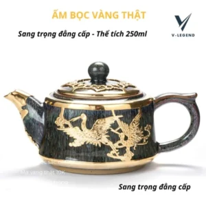 Ấm Chén Mạ Vàng 24K Men Ngọc Vương Giả